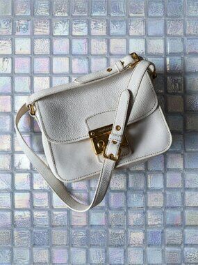 Miu Miu Ivory White Gold Small Leather Women's Designer Crossbody Bag